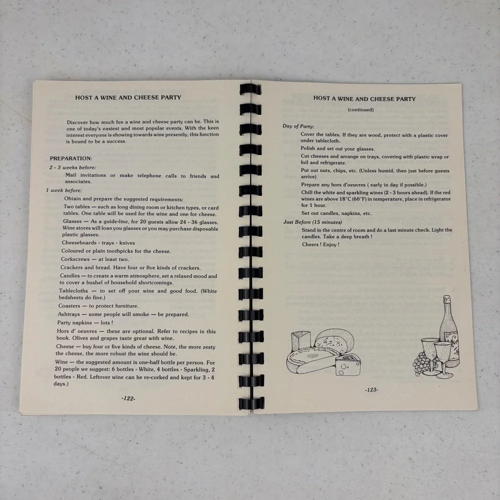 Experience‎ a Taste of Wine Grape & Wine Recipes Cookbook Ontario 1985 Vintage